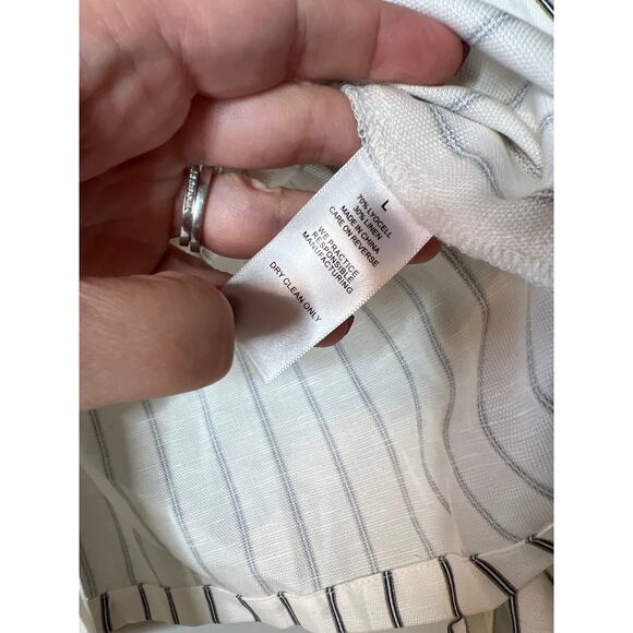 NEW The Femm Button Up 3/4 Sleeves Kate Top Stripe Black and White Size: Large - Picture 5 of 7